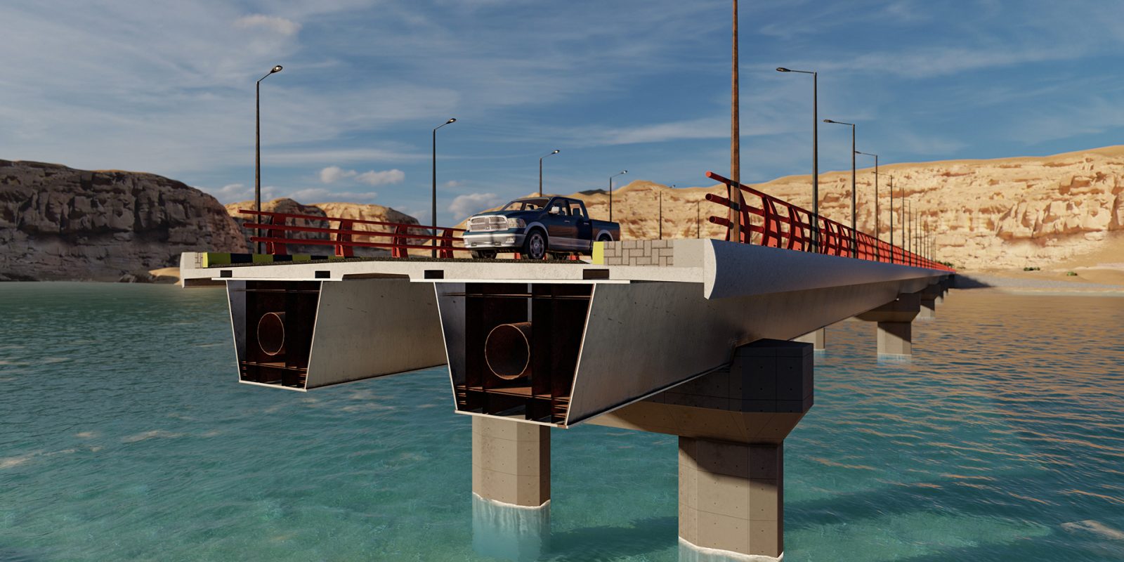 پروژه پل سرله شهرستان باغملک به طول سیصد متر